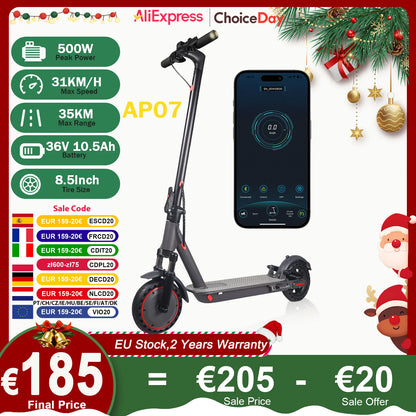 AOVOPRO AP07 Electric Scooter 600W Instantaneous Maximum Power 31KM/H 36V10.5Ah 35KM with Turn Signal Shock Absorption EScooter.