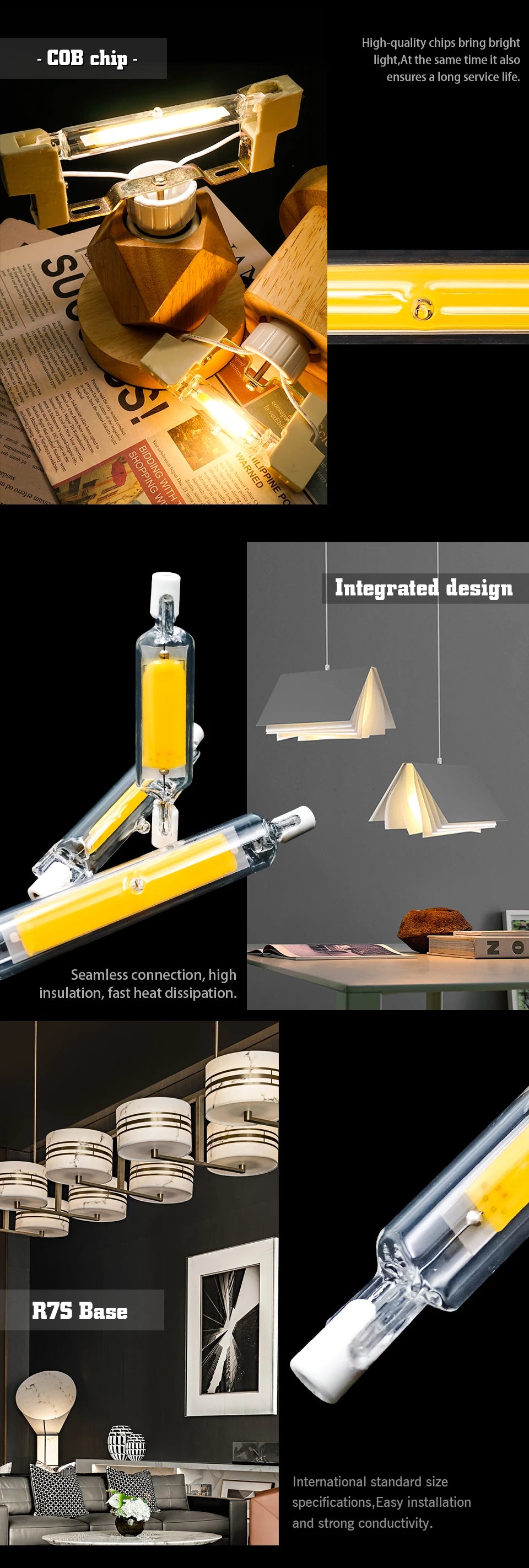 High Power LED R7S Glass Tube COB Bulb Ceramics 110V 220V 78MM 118MM R7s Corn Lamp 5W 10W 20W J78 J118 Replace Halogen Lampadas.