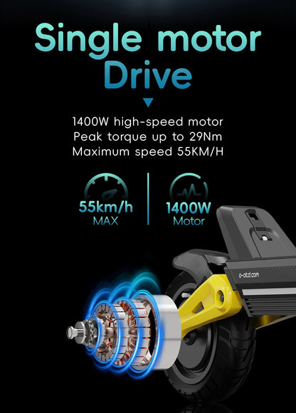 OOTD S10 E-Scooter 1400W Motor 48V20AH Battery City Off-Road Electric Scooter Adult 10-Inch Road Tires Foldable EScooters.