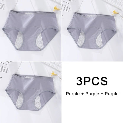 3PCS/set Women's menstrual briefs large flow postpartum water absorption leakproof briefs women's pure cotton menstrual briefs