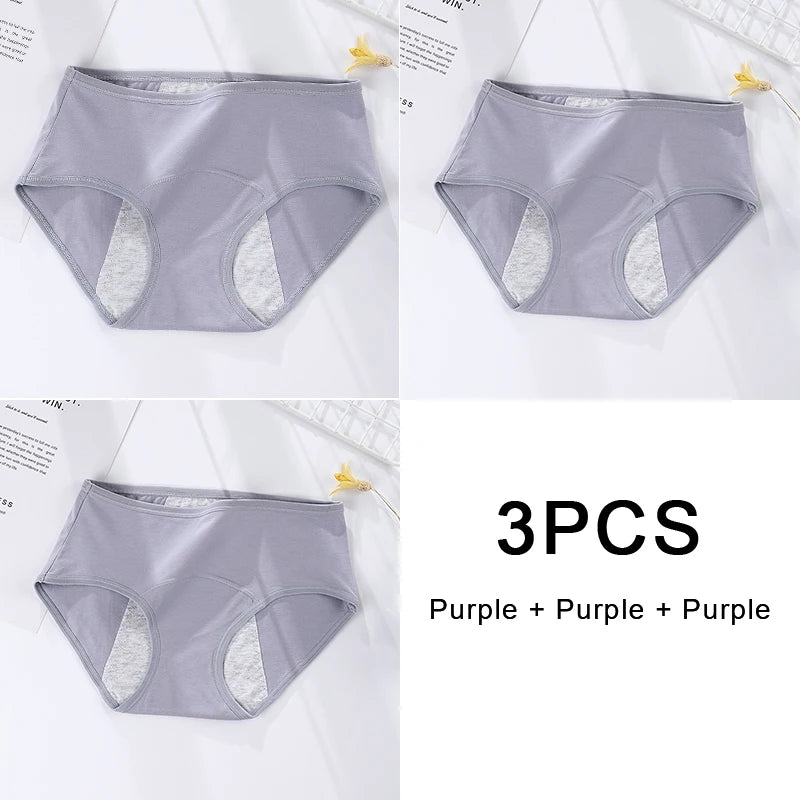 3PCS/set Women's menstrual briefs large flow postpartum water absorption leakproof briefs women's pure cotton menstrual briefs