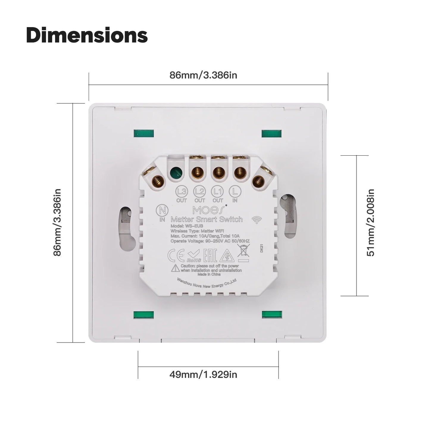 MOES Smart Lichtschalter EU WiFi Matter Button Fernbedienung kompatibel mit Alexa Google Home Apple Homekit Smartthings.