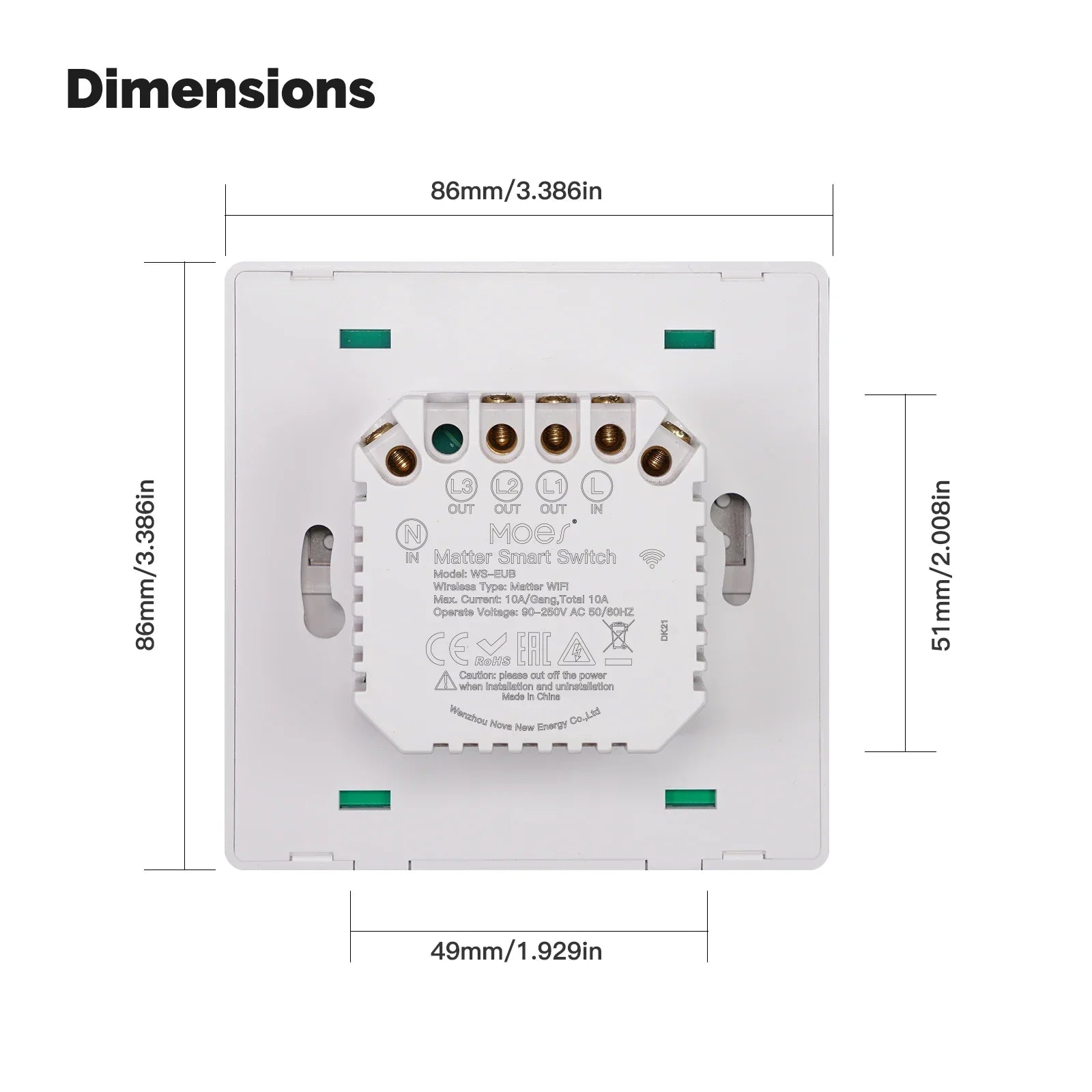 MOES Smart Lichtschalter EU WiFi Matter Button Fernbedienung kompatibel mit Alexa Google Home Apple Homekit Smartthings.