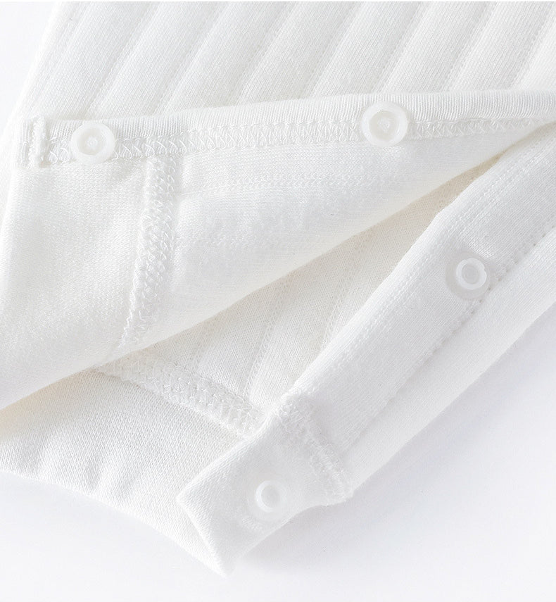 Einteiliges Outfit für Jungen und Mädchen, 100 % Baumwolle, langärmlig, Strampler für Neugeborene, solides Stricken, dünner Overall für Jahreszeiten.