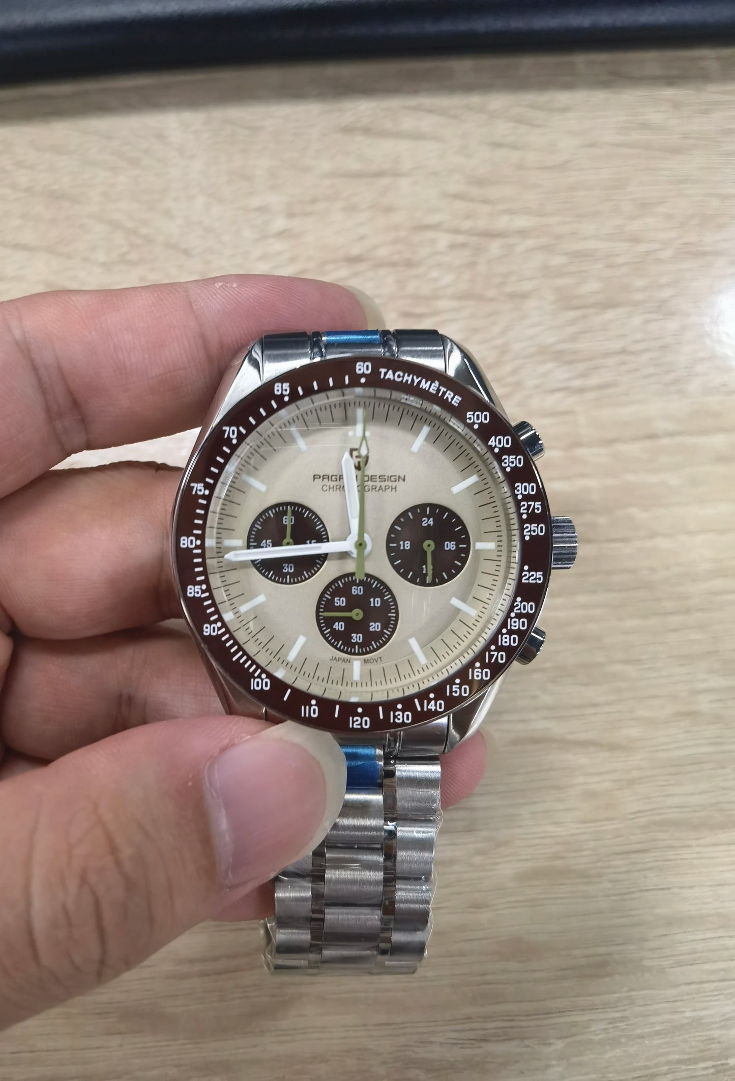 PAGANI DESIGN 2025 New Saturn Men's Watches Top Luxury Quartz Watch Men Light Tan Chronograph AR Sapphire crystal Wristwatch Men