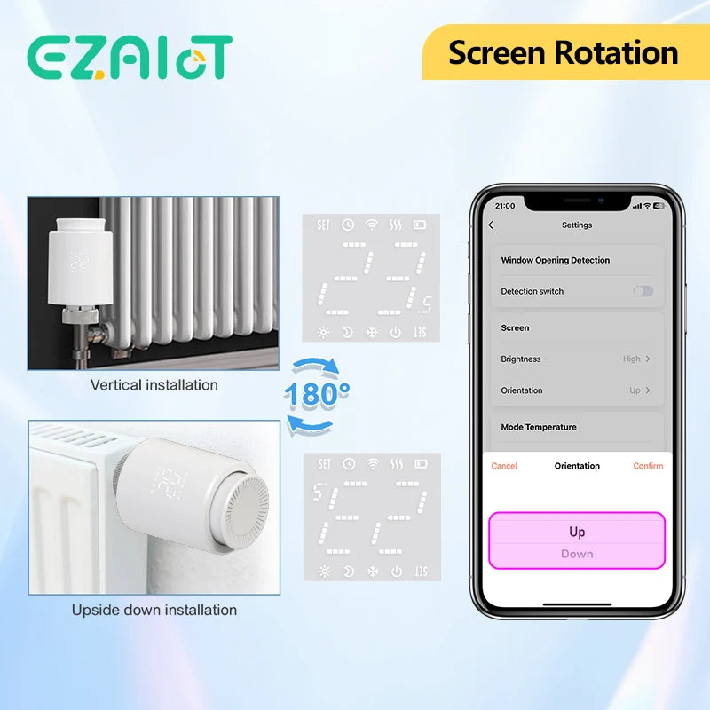 Smart Thermostat TRV Radiator Valve Zigbee/WiFi Tuya Actuator Head Remote Temperature Controller Voice Control Alexa Google Home.