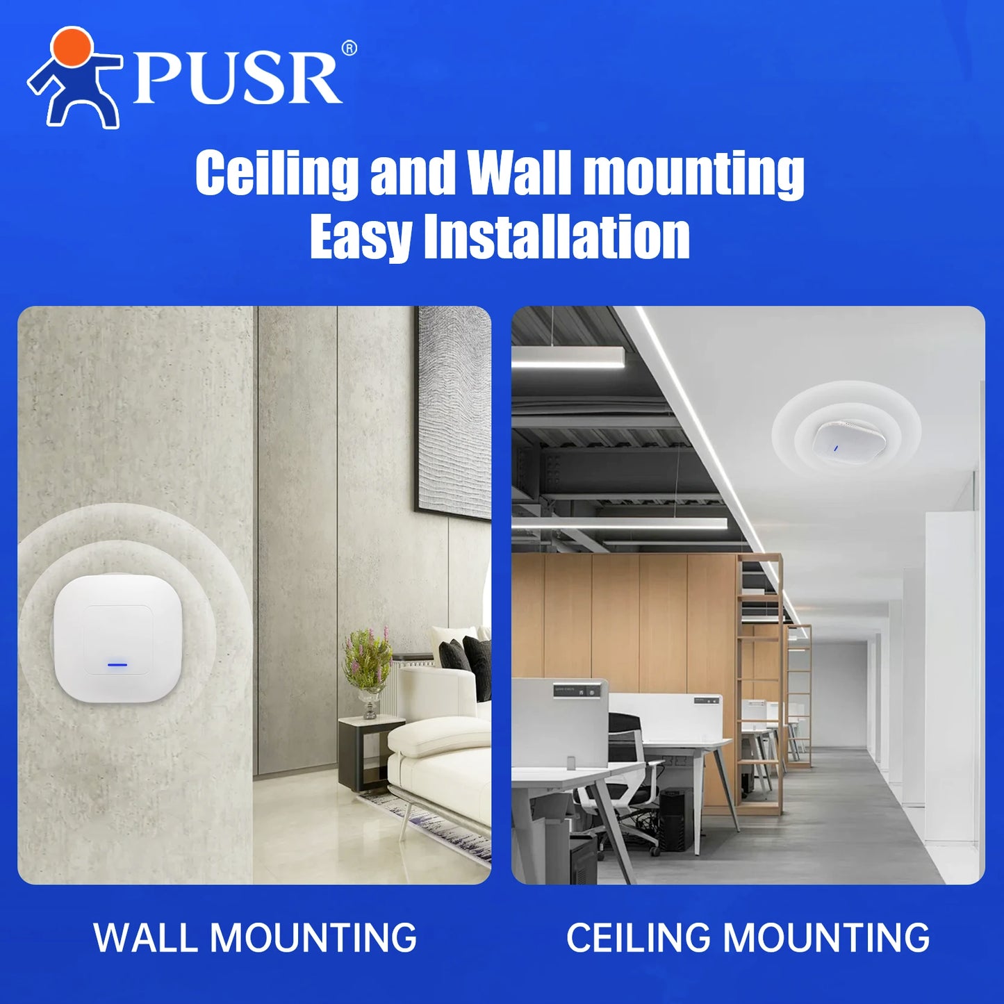 PUSR WiFi6 Ceiling AP Dual Band Wireless Access Point AX3000 Support 802.3at PoE Up to 256 End Users USR-AP310i.