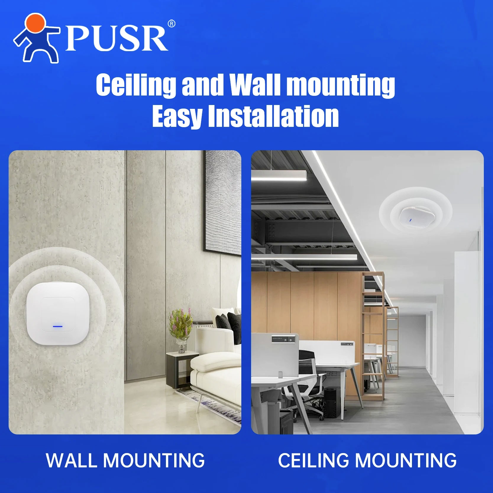 PUSR WiFi6 Ceiling AP Dual Band Wireless Access Point AX3000 Support 802.3at PoE Up to 256 End Users USR-AP310i.