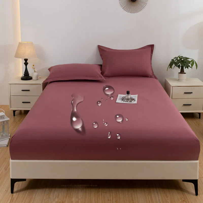 1PC waterproof soft skin frosting solid color bed cap dust cover Mattress cover sheet (pillow case and pillow core not included).