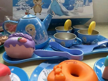 Kids Tea Party Set For Little Girls Mermaid Gift Pretend Toy Tin Tea Set Princess Tea Time Kitchen Pretend Play Tea Set Gift.