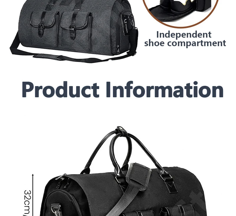 2025 Neue wasserdichte Herren-Wochenendreisearbeit mit großer Kapazität, multifunktionale Handgepäckaufbewahrung, 2-in-1-Anzugtasche.