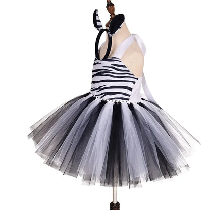 Halloween Tier Cosplay Kostüm für Kinder Wald Thema Kühe Tiger Giraffe Leopard Zebra Tutu Kleider Performance Tanz Sets