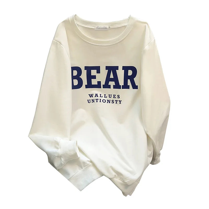 175kg plus size Damen büste Frühling Herbst loses Sweatshirt bedrucktes Buchstaben oberteil schwarz weiß 6xl 7xl 8xl 9xl 10xl 11xl.