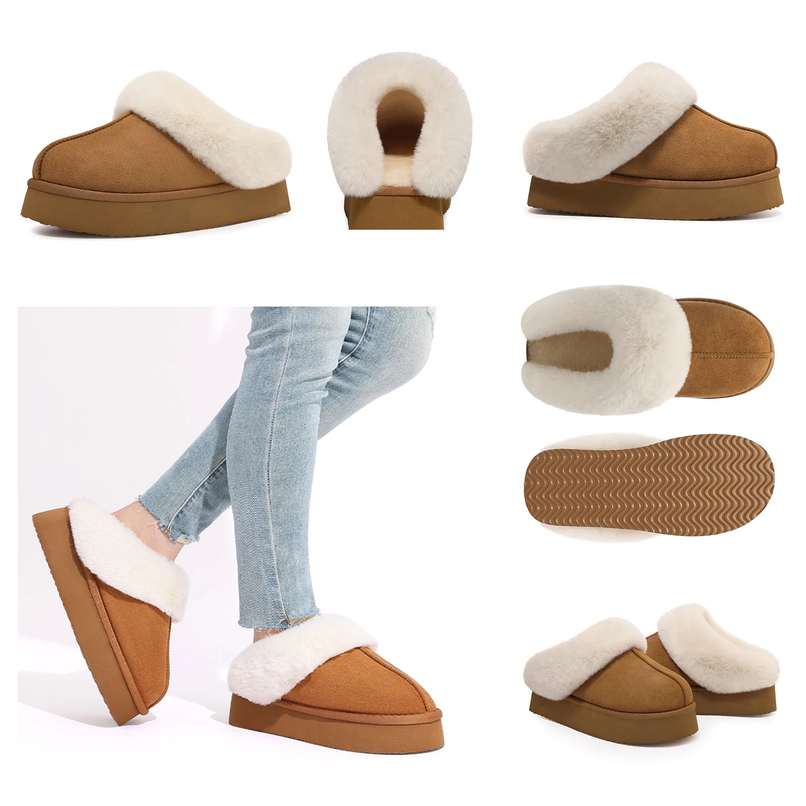 Eyriphy, Größe: 36-37 bis 46-47, Winter-Baumwollschuhe/ Pelzig/ Plateauschuhe/ Damenschuhe/ Hausschuhe Herren/ Baumwollhausschuhe Damen.