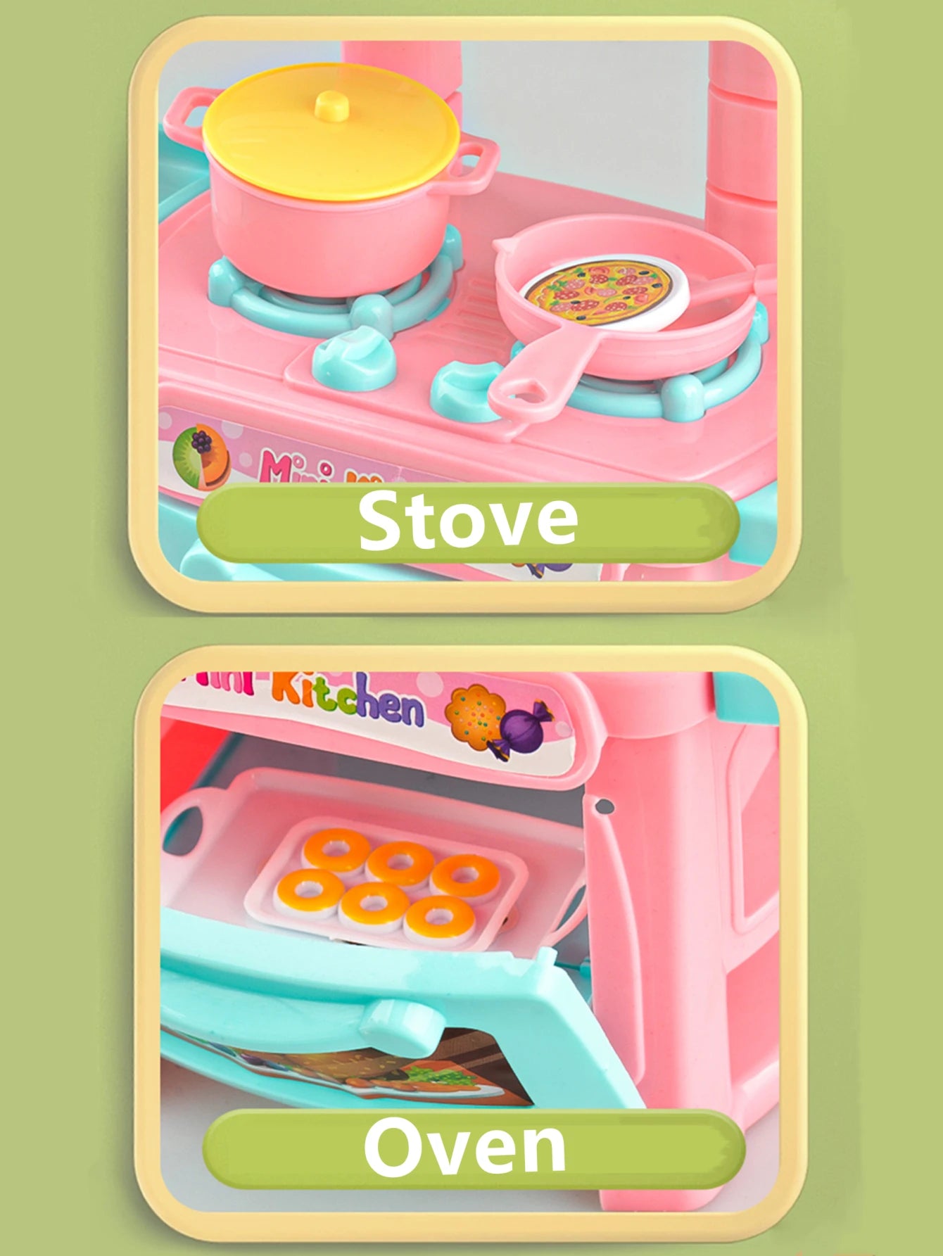 Kitchen Playset Toys, 2 Color Random Play Food Set Accessories Play Sink & Oven, Toddler Kitchen Mini Cutting for Boys and Girls.