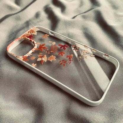 Fashion Yellow Fallen Leaves Phone Case For iPhone 17 16 15 14 13 12 11 Pro Max X XR 7 8 Plus Maple Leaf Hard Clear Shell Cover.
