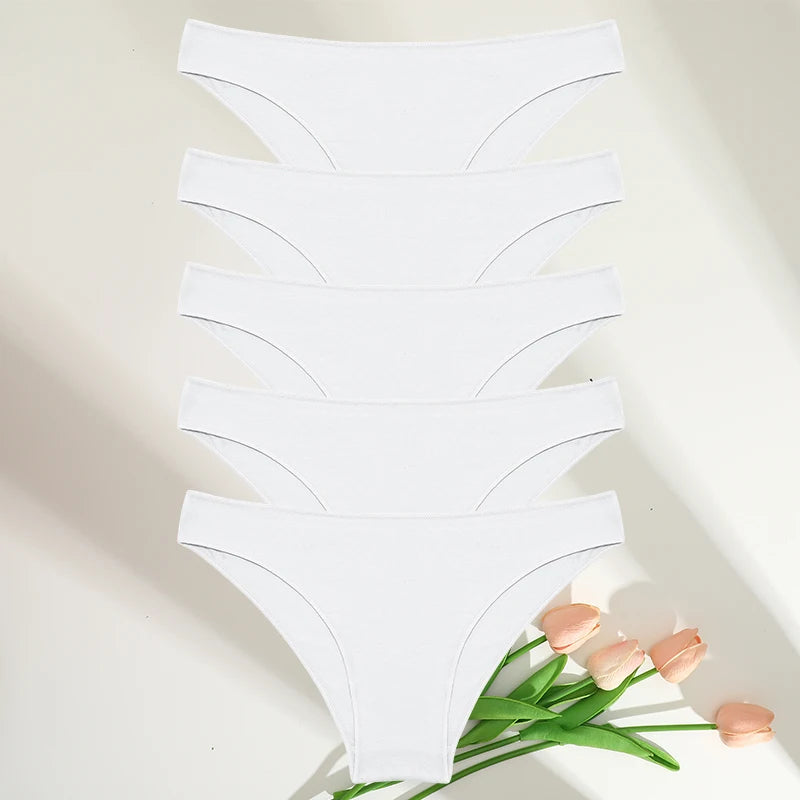 FINETOO 5PCS/Set M-XXL Panties Women Cotton Lingerie Woman Underwear Sexy Femme Underwear Girls Underpant Panty 7 Solid Colors