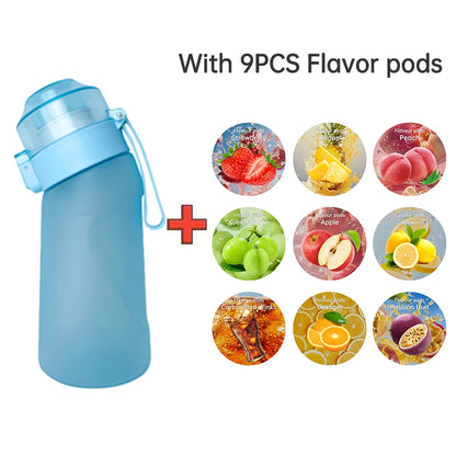 LUSQI 500ML Air Flavored Water Bottle With 9 Flavor Rings Sports Fashion Straw For Outdoor Sports Activities.