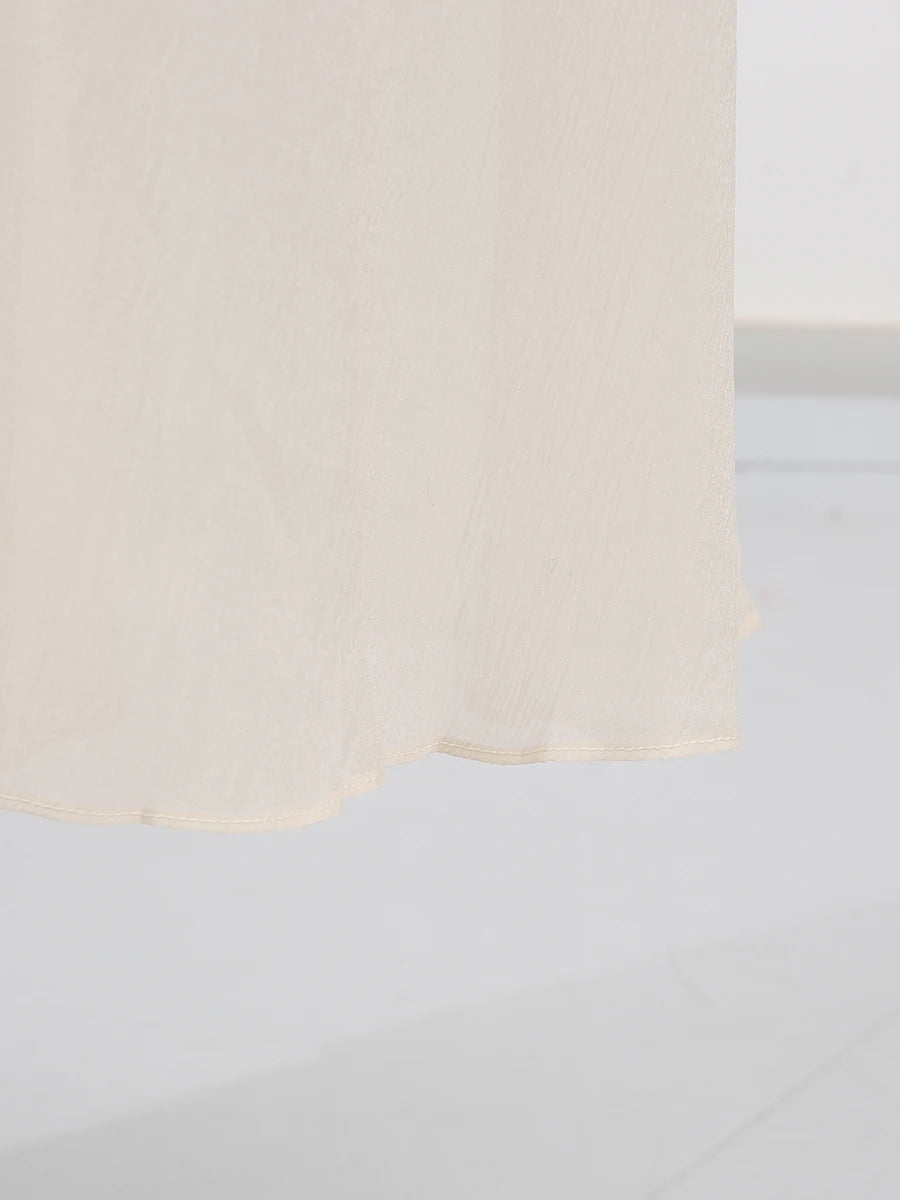 VGH Solide Abend Gespleißt Rüschen Maxi Kleider für Frauen High Neck Ärmellose Tunika Temperament Zeremonie Kleid Weibliche Kleidung