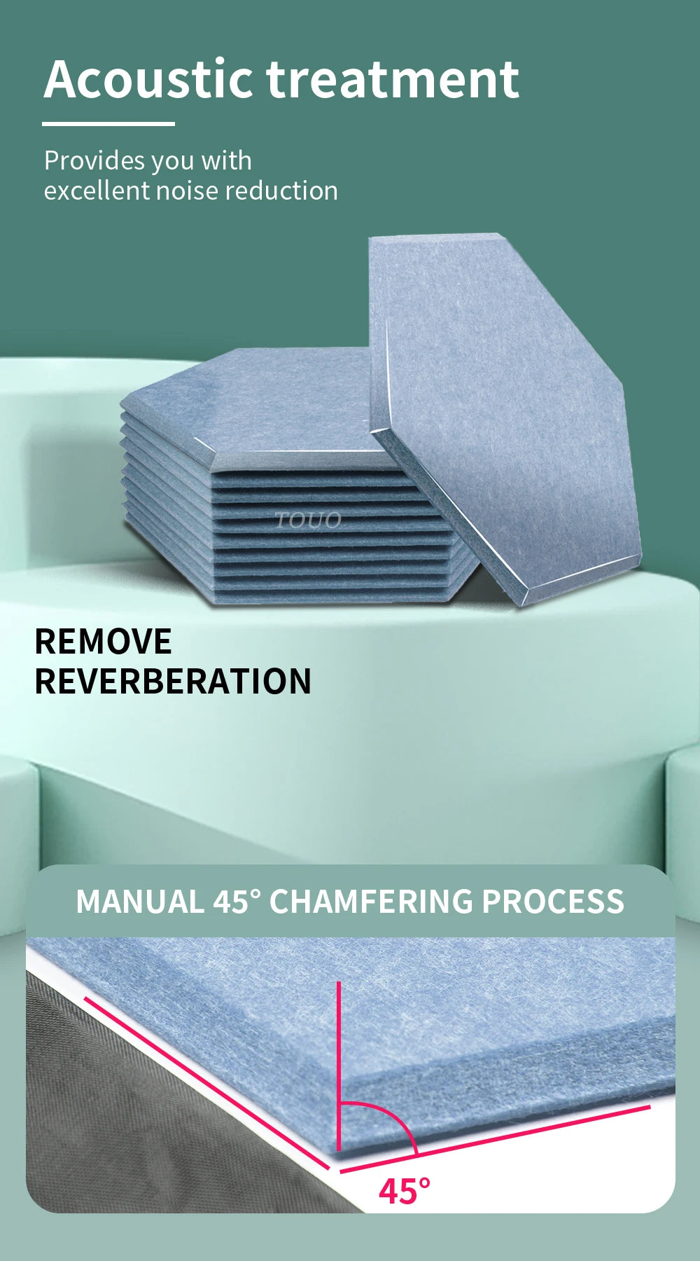 TOUO Sound Absorbing Panel 12 Pcs Studio Acoustic Panel High Density Insulation Acoustic Treatment Drum Room Wall Soundproofing