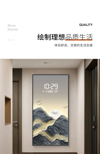 Wohnkultur LED Lichter Digital Display Wanduhr Wohnzimmer Wand Dekoration Hängen Malerei Digitale Elektronische Uhr