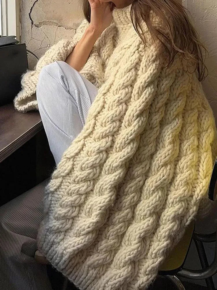 Damen lose dicke Linie Strick pullover o Hals Laterne Ärmel Strickwaren Herbst Winter solide passen alle Pullover Mode Pullover.