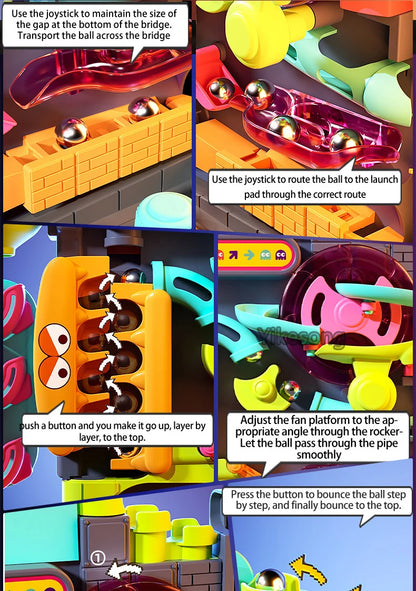 Educational Montessori Toy Multi-Layer Track Adventure Game Rail Rolling Ball Model Interactive Brain for Children Kids.