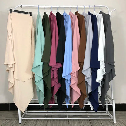 New One Layer Jazz Crepe Diamond Khimar High Quality Muslim EID Ramadan Islamic Clothing Tie Back Prayer Hijab Dropshipping.