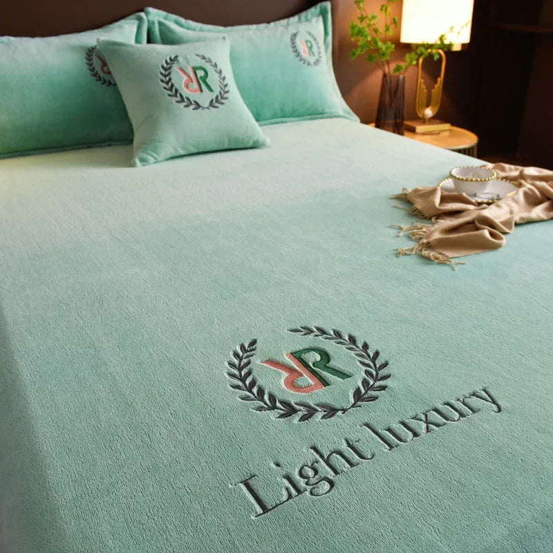Winter Plush Elastic Fitted Sheet Couple Double Bedspread on The Bed Linen Mattress Pad Cover 90 150 180x200 Warm Deep Pocket