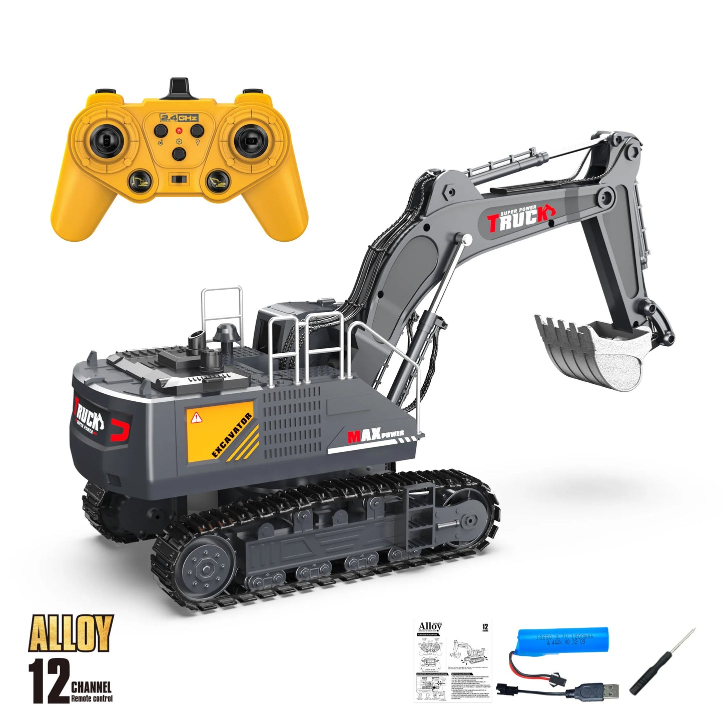 Alloy Rc Excavator Truck Toy Kids Remote Control Engineering Trucks Electric Vehicle Machine Games for Kids Boys Birthday Gifts