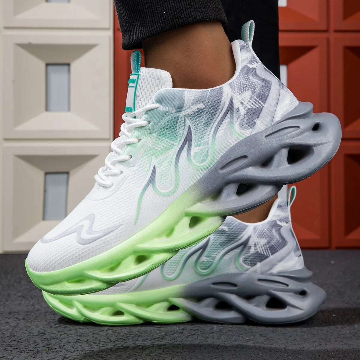 YRZL Unisex Running Shoes Men Women Lightweight Mesh Breathable Comfortable Flat Soft Tennis Shoes Summer Lace-up Sneakers Man