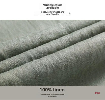 Casual Men's Linen Pants Loose Fit Cotton Linen 3/4 Length Pants Chinese Style Men's Material.