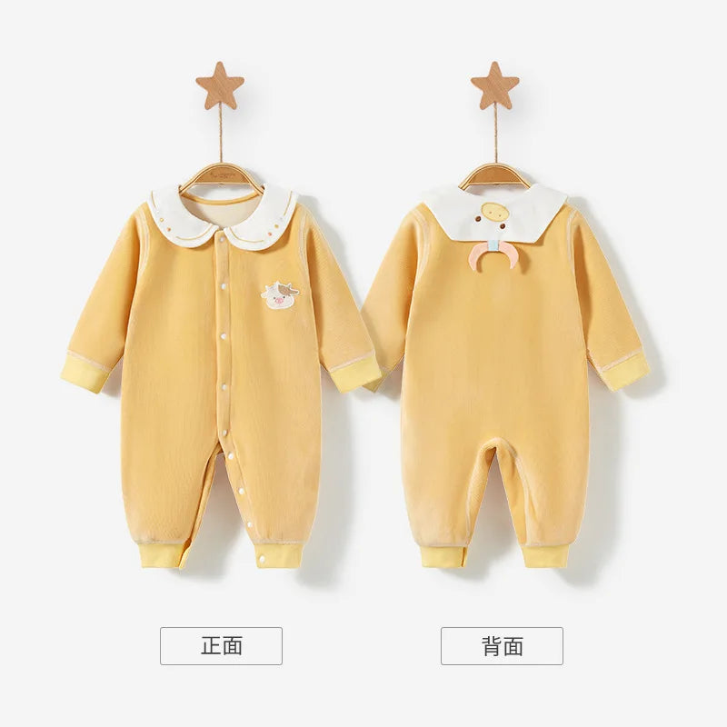 Baby-Body, ausgehend, warm und gezupft, Herren- und Damen-Herbstkleidung, Säuglingsspielanzug-Set, Herbst und Winter.