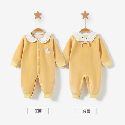 Baby-Body, ausgehend, warm und gezupft, Herren- und Damen-Herbstkleidung, Säuglingsspielanzug-Set, Herbst und Winter.