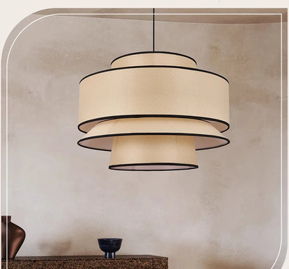 Wabi Sabi Hängende Chadnelier-Leuchte, japanische Stoff-Pendelleuchte für Schlafzimmer, Esszimmer, Küche.