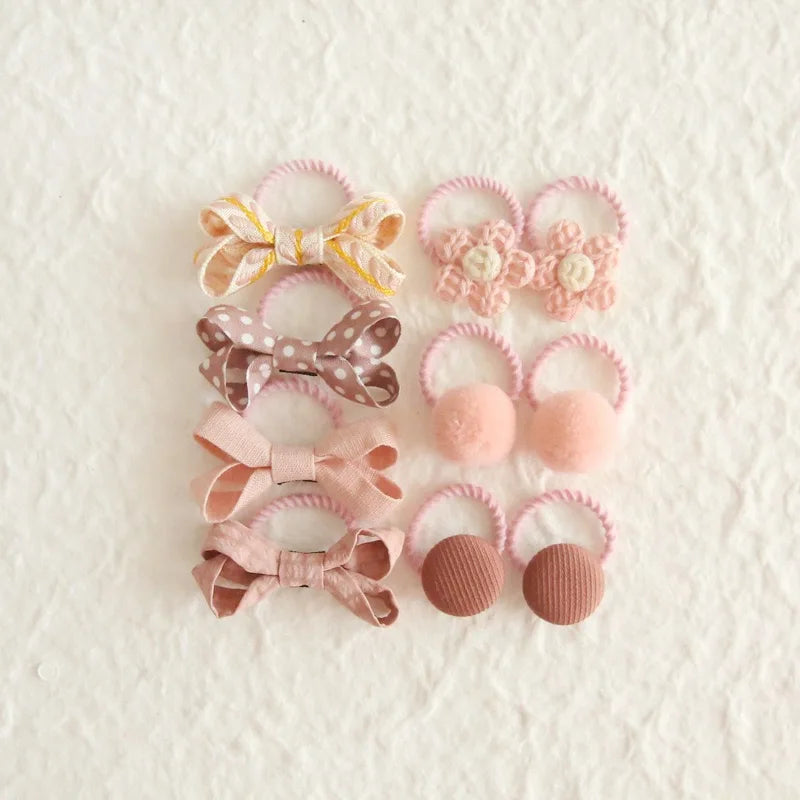 10Pcs/Lot, Elastic Hair Bow Clips for Children, Children's Headwear Hair Accessories for girls, Cute Hair ties, Lovely Hair Rope