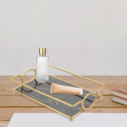 Bathroom Bathroom Trays with Iron Frame Perfume Tray for Dresser Bathroom Countertop Tray Makeup Organizer Cosmetics Storage.