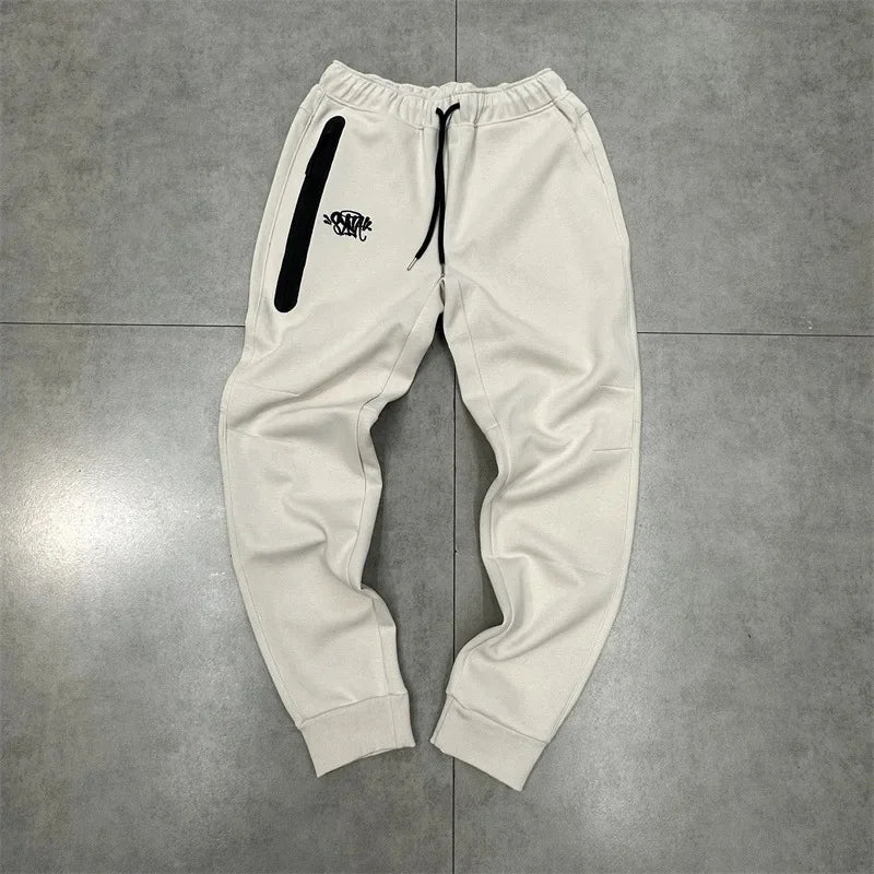 Casual Embroidered Fleece Lined Open Cardigan Hooded Zipper Pants Set for Men And Women Color Block Design by Syna