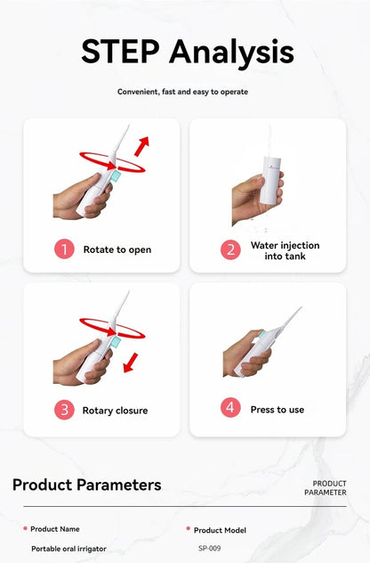 Household High Pressure Oral Irrigator Portable Teeth Clean Water Dental Floss Manual High Pressure Water Toothpick.