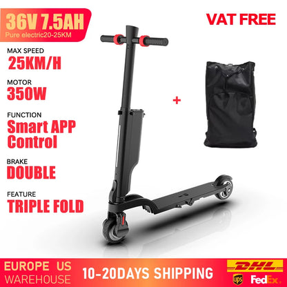 HUANCI X6 electric scooter 36V 7.5A Foldable E-Scooter 350W escooter 25km range e scooter kick scooter electric for adults kids.