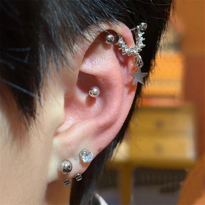 1 PCS Star Silver Color 316L Stainless Steel Ear Bone Nail for Women New Fashion Allergy Prevention Jewelry Gifts.