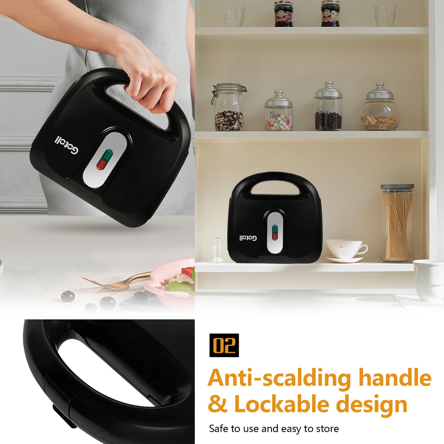 Multifunction 3-in-1, sandwich maker, waffle iron, contact grill dishwashers suitable & non-stick plates.