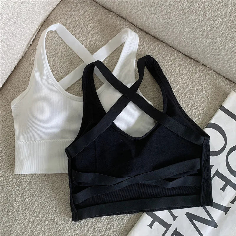3pcs Sport Fitness Yoga Bra Sexy Women Vest Back Cross Strap Tank Tops Female Push Up Running Bra Lady Breathable Soft Underwear.