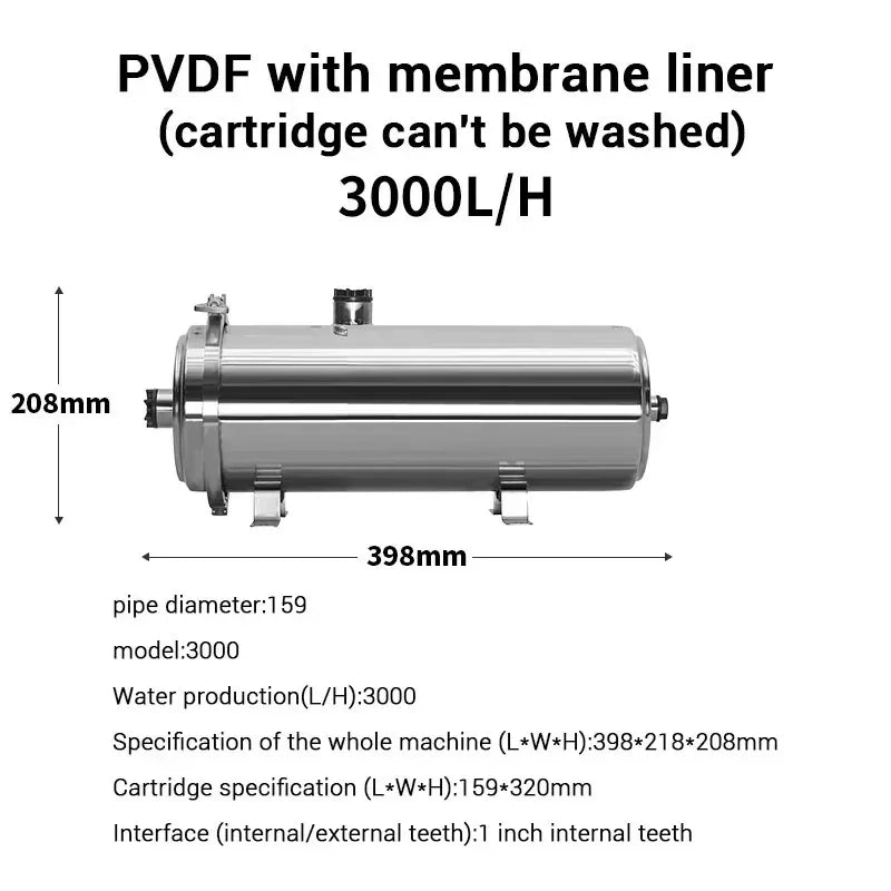 DIVEDEER Water Purifier Filtration Purification Soften Ultration Water Filter 0.01um SUS304 Whole House Water Purifier PVDF.