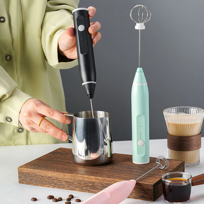 Powerful Milk Frother Wand Mini Handheld Milk Frother Whisk Rechargeable Drink Mixer for Coffee Lattes.