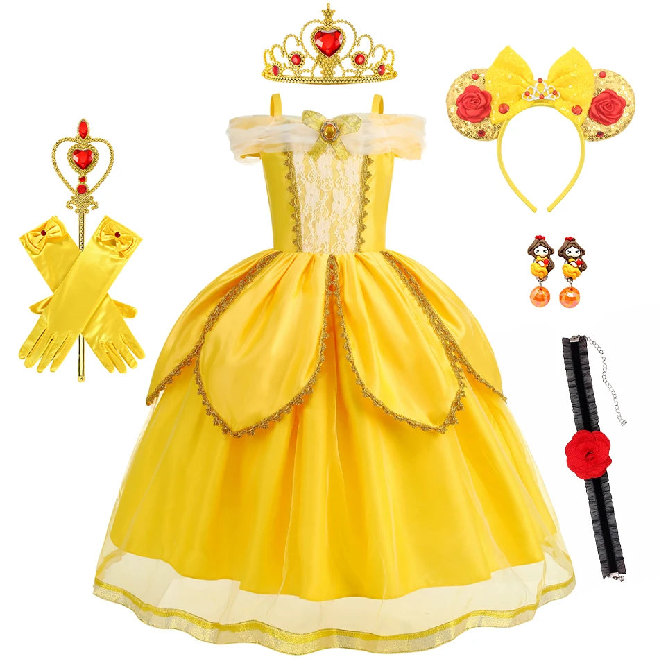 Belle Cosplay Prinzessin Kleid Mädchen Geburtstag Charme Kostüm Kinder Karneval Party Bühne Leistung Vestido Kinder Disguise Kleid