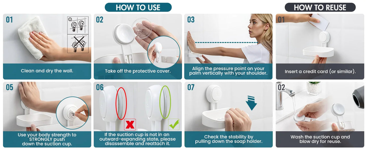 TAILI Seifenschale für die Dusche, wasserdichter Duschseifenhalter, robuste Seifenschale ohne Bohren, Seifenhalter für Badezimmer, Küchenspüle