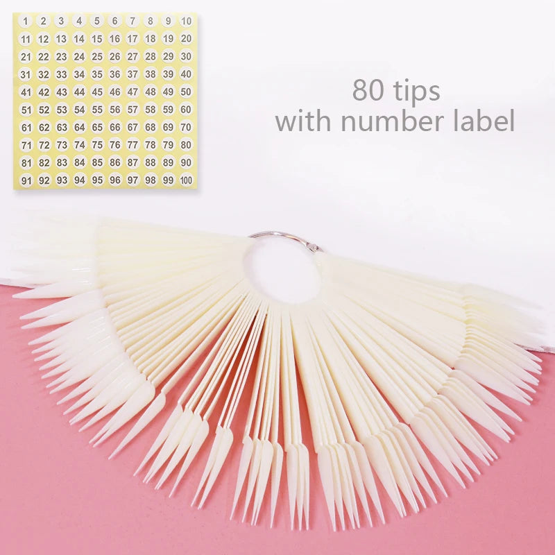 80/50/20pcs Nail Display Sticks Nail Swatch False Nail Tips Nail Gel Polish Practice Clear Display Board for Nail Art Tools