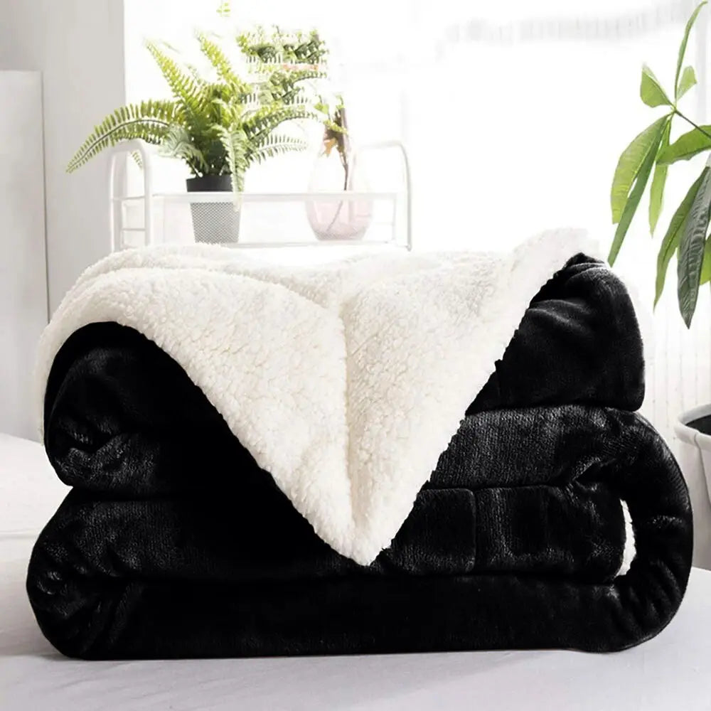 Sherpa Fleece Blanket Reversible Soft Fluffy Warm Large Sofa Bed Throw Blankets.