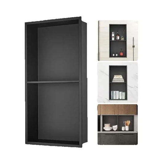 SucceBuy No Tile Duschnische aus Edelstahl 304, mit Wand eingesetzte Nische, Doppelregale für die Dusche, Seifenaufbewahrung, Badezimmer